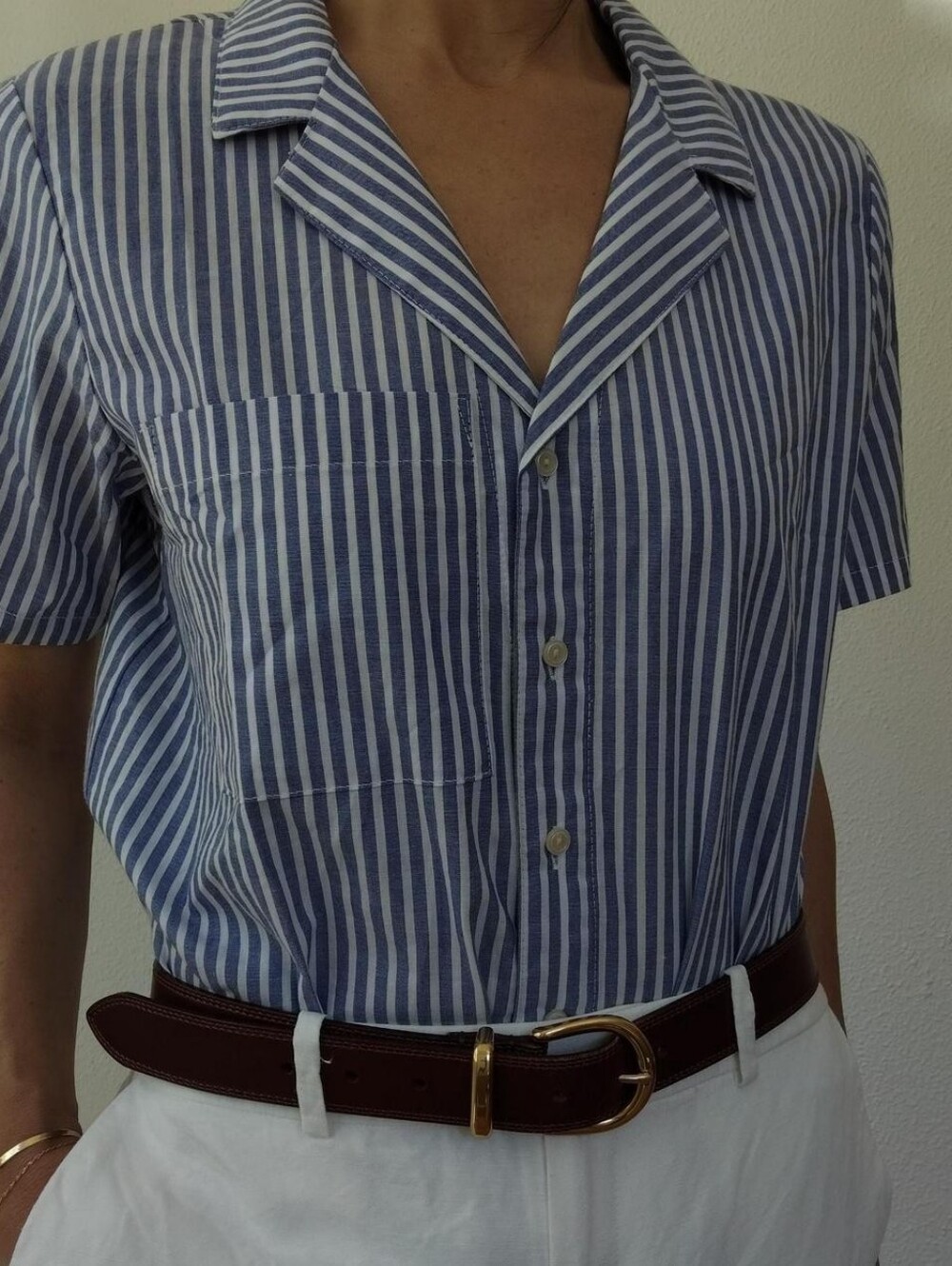 Gap Button Front Striped Sleeveless Cotton Shirt / Size Small